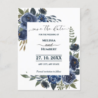 バジェット素朴ブルーグリーンユーカリ日付を保存 ポストカード