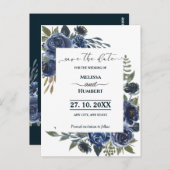 バジェット素朴ブルーグリーンユーカリ日付を保存 ポストカード (正面/裏面)