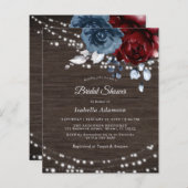 バジェット素朴ブルーフローラブライダルシャワー招待 (正面/裏面)