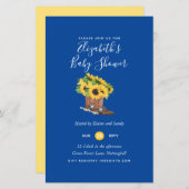 バジェット素朴ベビーシャワーヒマワリ招待状 (正面/裏面)