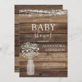 バジェット素朴ベビーシャワールライツファームハウス 招待状 (正面/裏面)