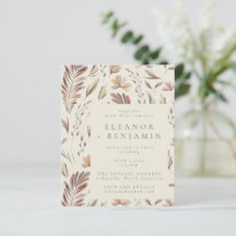 バジェット素朴ボタニカルアーストーンウェディング招待