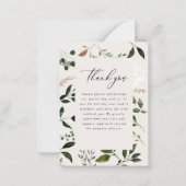 バジェット素朴ボタニカルグリーナリーサンキューシック ノートカード (裏面)