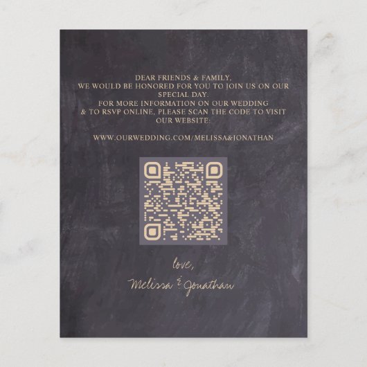 バジェット素朴ボタニカルQRコードウェディング招待 (裏面)