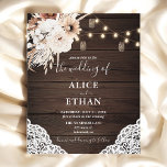バジェット素朴ボホニュートラル結婚フラワーズフライヤー チラシ<br><div class="desc">ボーホー素朴な結婚式招待状は、木の背景にストリングライト、中性の花やパンプグラスを備えている。</div>