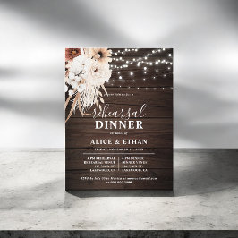 バジェット素朴ボホフラワースクリプトリハーサルディナー インビテーションポストカード