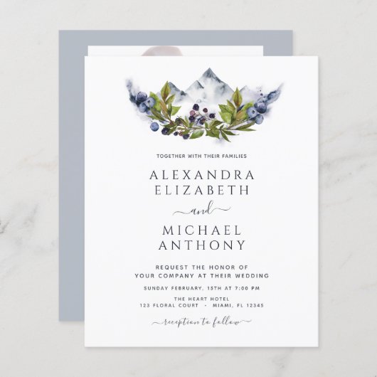 バジェット素朴マウンテンズフォレストフォト結婚ズ (正面/裏面)