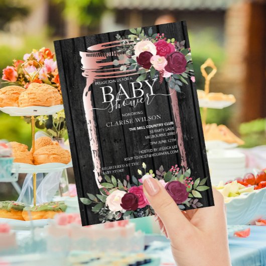 バジェット素朴メイソンジャーブベイビーシャワー招待状