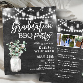 バジェット素朴ユーカリプトゥス写真GRAD BBQ招待状
