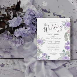 バジェット素朴ユーカリプループル結婚式招待状