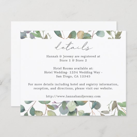 バジェット素朴ユーカリ詳細 (正面/裏面)