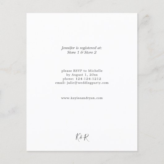 バジェット素朴ユーカリ&金ゴールドブライダルシャワー (裏面)