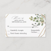 バジェット素朴ユーカリ&金ゴールドSMノミールRSVP エンクロージャーカード (正面)