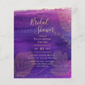バジェット素朴ラベンダー金ゴールドブライダルシャワー招待状 (正面)