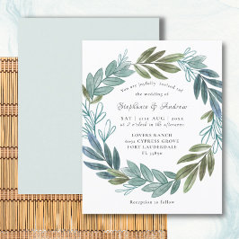 バジェット素朴リーフセージ緑の結婚式の招待