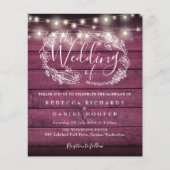 バジェット素朴レッド木材ストリングライトウェディング招待 (正面)