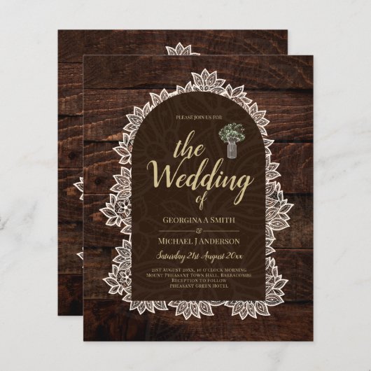 バジェット素朴レースメイスンジャー結婚ジプソフィラのINV (正面/裏面)