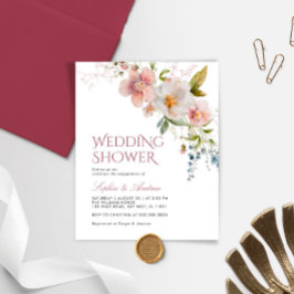 バジェット素朴ワイルドフラワーウェディングシャワー招待状