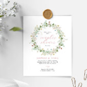 バジェット素朴ワイルドフラワーカップルシャワー招待状