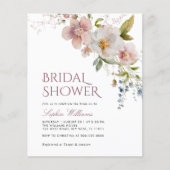 バジェット素朴ワイルドフラワーズブライダルシャワー招待 (正面)