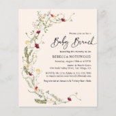 バジェット素朴ワイルドフラワーズベビーブランチ招待状 (正面)