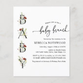 バジェット素朴ワイルドフラワーズベビーブランチ招待状 (正面)