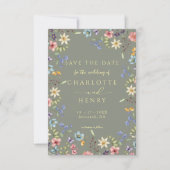 バジェット素朴ワイルドフラワーセージ結婚写真 セーブザデート (正面)