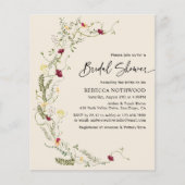 バジェット素朴ワイルドフラワーブライダルシャワー招待 (正面)