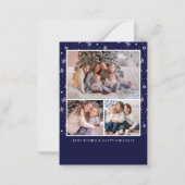 バジェット素朴冬3写真メリークリスマス ノートカード (裏面)