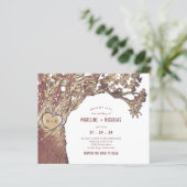 バジェット素朴彫刻オークツリー結婚式招待状 (スタンド正面)