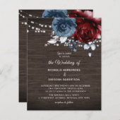 バジェット素朴木製フローラ結婚式招待状 (正面/裏面)