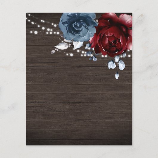 バジェット素朴木製フローラ結婚式招待状 (裏面)