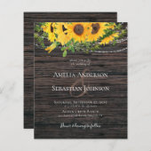 バジェット素朴秋ひまわり結婚式招待状 (正面/裏面)