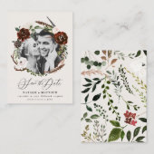 バジェット素朴葉セーブ・ザ・デート案内 ノートカード (正面/裏面)