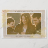 バジェット素朴金ゴールドパインフォトホリデーカード (正面)