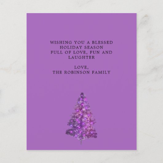 バジェット紫のクリスマスツリーメリーと明るい (裏面)