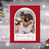 バジェット結婚したメリークリスマスアーチフォトカード