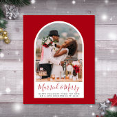 バジェット結婚したメリークリスマスアーチフォトカード