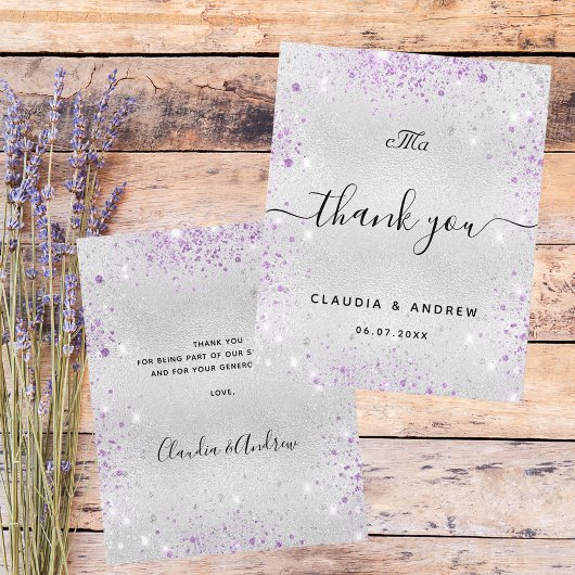 バジェット結婚のシルバーパープルグリッター感謝していユー