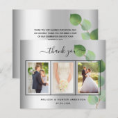 バジェット結婚のシルバーフォトスクリプトサンキューカード (正面/裏面)