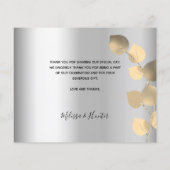 バジェット結婚のシルバー金ゴールド写真サンキューカード (裏面)