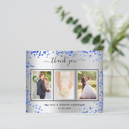 バジェット結婚のシルバ王室のー写真サンキューカード (スタンド正面)