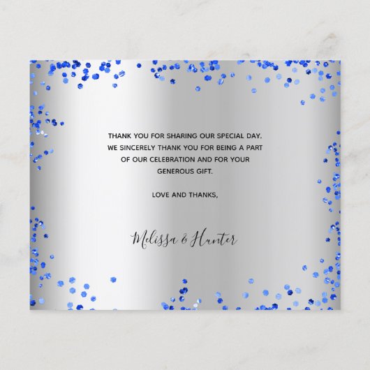 バジェット結婚のシルバ王室のー写真サンキューカード (裏面)