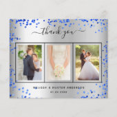 バジェット結婚のシルバ王室のー写真サンキューカード (正面)