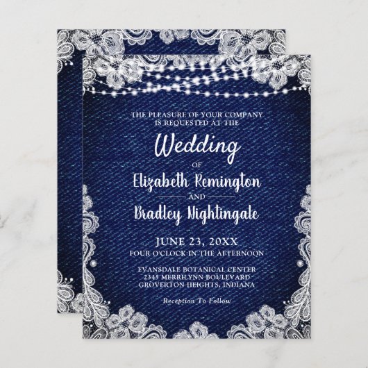 バジェット結婚のデニムレースのストリングライト (正面/裏面)