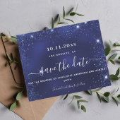 バジェット結婚のネイビー青グリッター輝く救日付