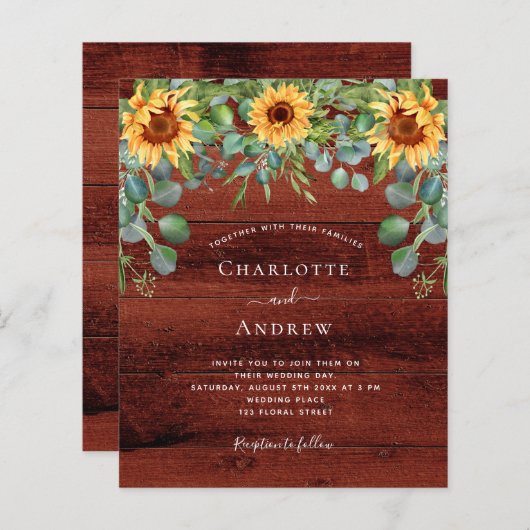 バジェット結婚のヒマワリのユーカリ茶色の木 (正面/裏面)