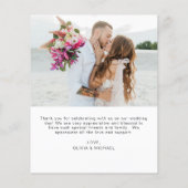 バジェット結婚のミニマル写真サンキューカード (裏面)