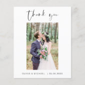 バジェット結婚のミニマル写真サンキューカード (正面)