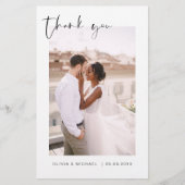 バジェット結婚のミニマル写真サンキューカード (正面)